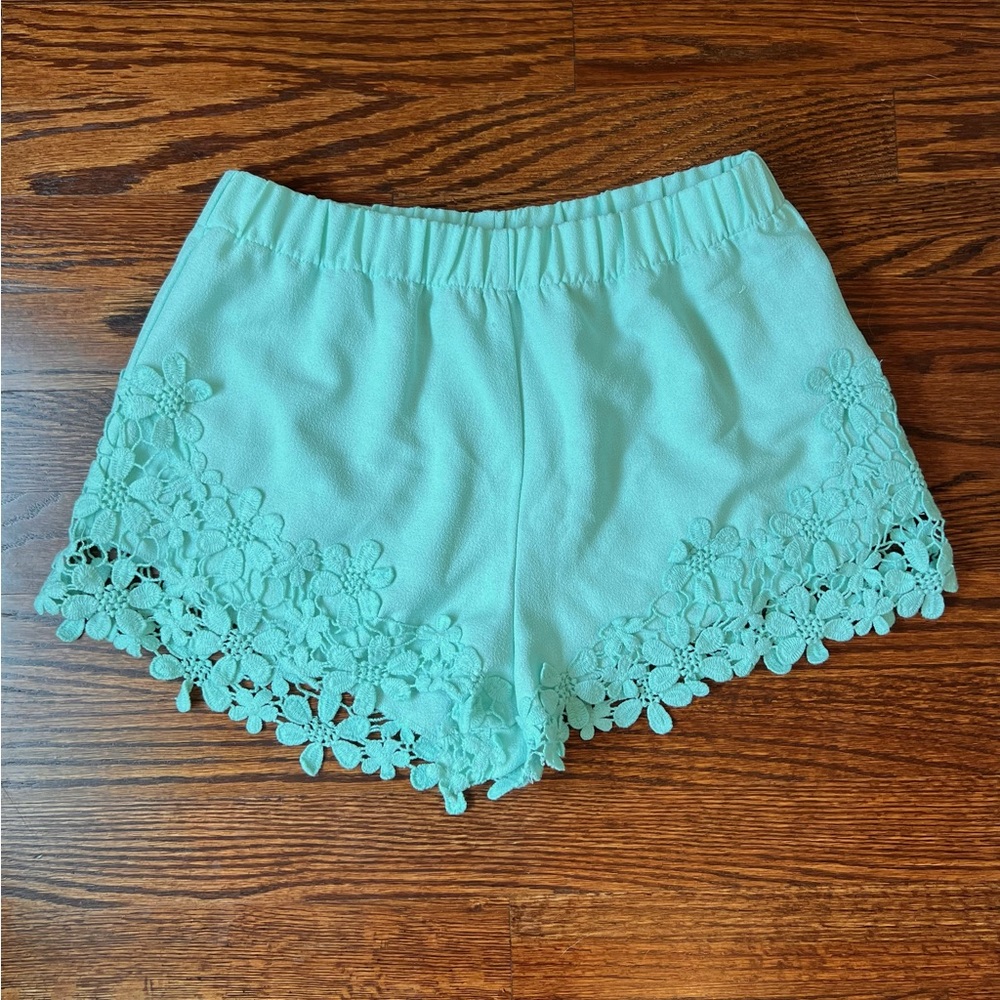 Zara Trafaluc Mint Green Silky Shorts - Size S